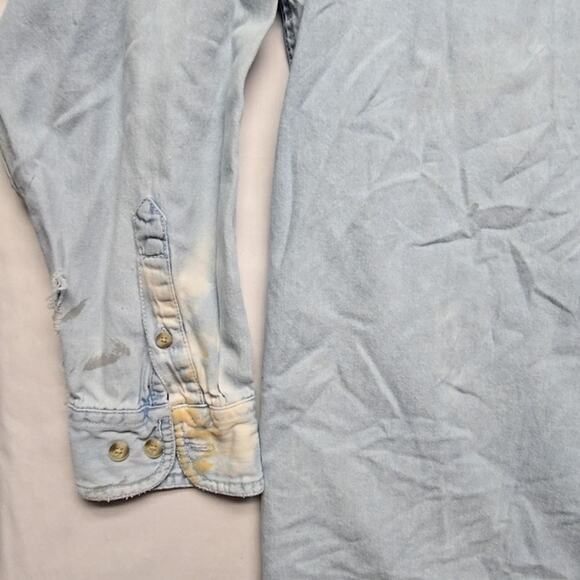 Vintage Texans Denim Shirt NFL Houston XL Light Wash Long Sleeve Button Up - Picture 4 of 10